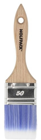 WOLFPACK LINEA PROFESIONAL Paletina Profesional Plus Ancho 50 mm. Cerdas Sintenticas PBT, Mango Madera Haya Ergonomico, Brocha Pintor, Pincel Pintura