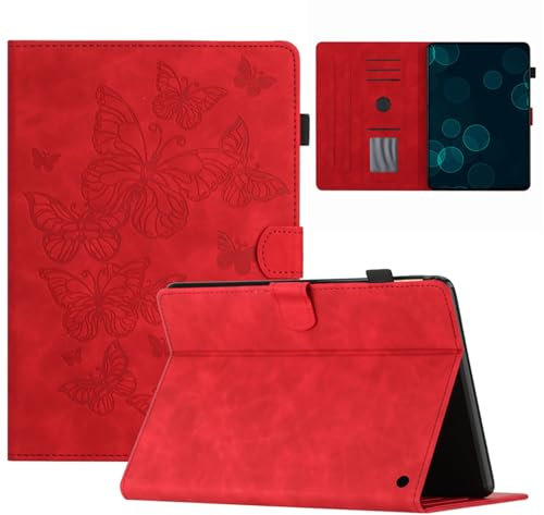 Jenyoog for Amazon Kindle Fire HD 8 Tablet & HD 8 Plus Case (2024/2022/2020 Release) 12th/10th Generation,Multi-Angle Stand Cover with Auto Wake/Sleep & Pen Slot & Card Slots (Red)