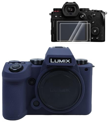 Rieibi Silicone Case for Panasonic Lumix DC-S5II /Panasonic Lumix DC-S5IIX Camera Case with 2PCS Screen Protector,Lightweight Camera Case for Panasonic Lumix S5 II X/Panasonic Lumix S5 II Case
