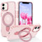 Telaso Magnetische Ständer Hülle für iPhone 11, Handyhülle für iPhone 11 Klar Glitzer [ Kompatibel mit Mag Safe ] Stoßfest und Schützend Cover for Frauen Mädchen Transparent Rosa
