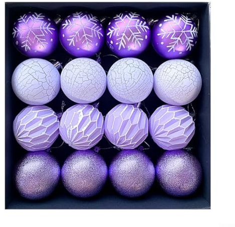 Hasaller 16 Stück Weihnachtskugeln Weihnachtskugeln Ornamente für Weihnachtsbaumschmuck bruchsicher Weihnachtskugel-Dekorationsset hängende Kugeln Anhänger für Weihnachtsbaum (lila)