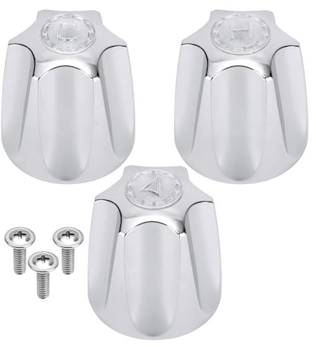 Gosknor 3pcs Shower Knob Replacement, Plastic Shower Faucet Handle Hot & Cold Bathroom Faucet Knobs Replacement Compatible with Price Pfister Verve Tub Shower