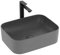 EMKE Lavabo de Apoyo Rectangular 61 × 38 × 15 cm, Lavabo para Aseos, Lavabo Cerámico para Cuartos de Baño,Gris Mate