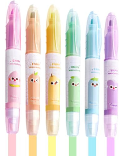 BECHS 6 Stück Textmarker Radierbar, Magic Highlighters, Doppelspitze zum Markieren und Radieren,Bibel Marker Stifte, für Kinder Erwachsene Studenten Schule Büromaterial, Makrone