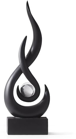 LNXMES Schwarze Flamme Skulpturen Dekor für Wohnzimmer, Moderne Minimalist Statue Home Dekoration für Esszimmer, Abstrakte Kunst Skulptur für Regal TV Stand Couchtisch Deko (Schwarz-35cm)