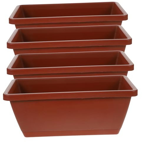ibasenice 4pezzi Fioriera Rettangolare Plastica Con Vassoio Vasi Per Piante Da Esterno Per Bonsai E Cactus Per Giardini E Balconi