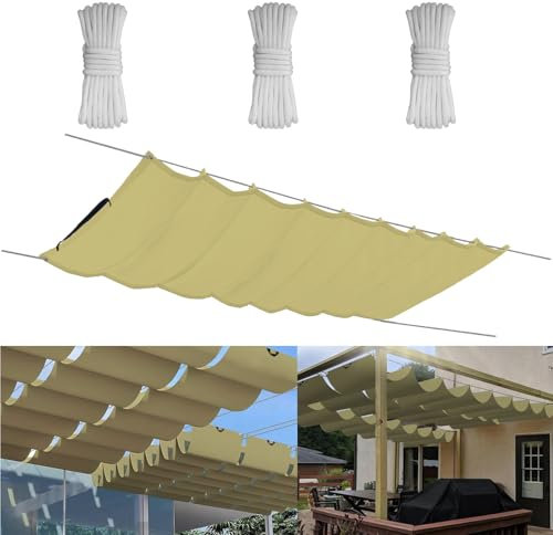 Einziehbare Welle Sonnensegel Verstellbar1.7x4.5M(BxL) Aufrollbar Sonnenschutz Mit ösen Spannmarkise Beschattung Markise Wasserdicht Verstellbar Markisenstoff Für Terrassenüberdachung Hellbeige