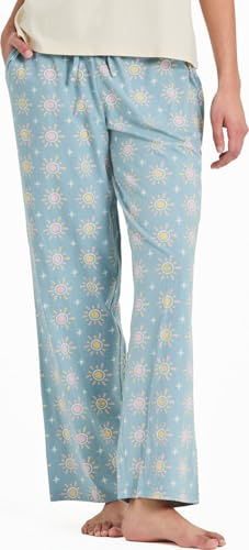 Life is Good. Women's Hello Sunshine Pattern Snuggle Up Sleep Pant, Smoky Blue, X-Small