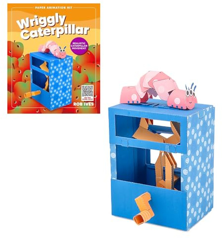 Wriggly Caterpillar Paper Animation Kit – Rob Ives DIY Papercraft Model with Arched Movement – STEM Craft Toy – Mechanical Paper Model for Kids & Adults – Creative Screen