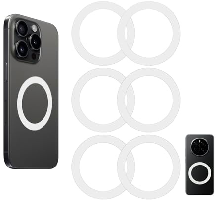 SEYUGOPTI 6 Stück Metall Magnetring für MagSafe, weißer | Dünner Selbstklebender Handy Magnet zur Verstärkung der an Magnetischen KFZ-Haltern, für iPhone 14–17