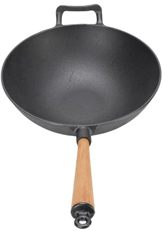 TOPINCN Chinesische Wok-Pfanne, Gusseisen-Bratpfanne, Multifunktionale Rührpfanne, Elektrische Keramik, Induktionskochfelder, Traditionelle Chinesische Pfanne Zum Rühren