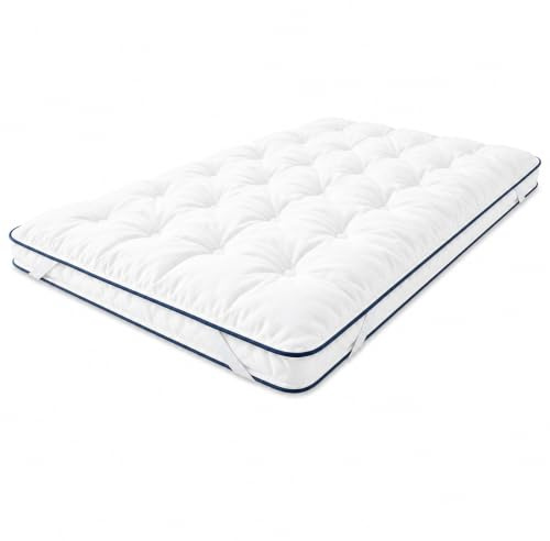 Surmatelas 200 x 200 cm - Fibre naturelle de bambou - Viscose - Lavable, hypoallergénique - Hygiénique - Régulateur de température - Disponible en différentes tailles