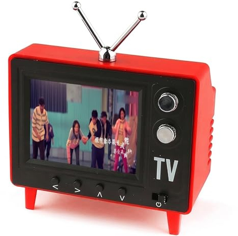 Bemonew Mini TV rétro, Petit téléviseur Vintage Portable de 2, 4 Pouces avec écran IPS HD, Stockage de 8 Go et Batterie 1500 mAh pour Enfants et Adultes, Rouge