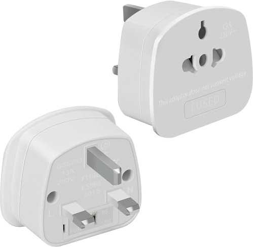 LILMACC® 2 X European to UK Plug Adaptor, US Adapter, UK Electric Shaver Toothbrush Adaptor Plug, Bathroom Socket Convertor with 13A Fuse,2 3 Pin Plug/3 Universal Adapters(Type A, B, C, I, E, F, L)