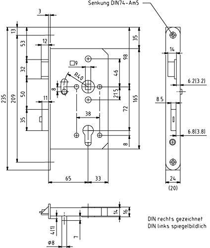 Fluchttürhauptschloss 1122, 2-flg. Funk. B/EN 179, links, DM 65, Edelstahl