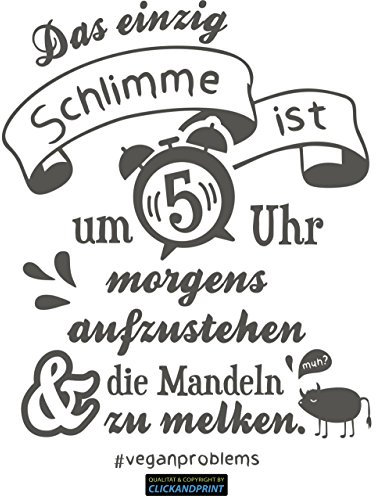 CLICKANDPRINT Aufkleber » Vegane Probleme - Mandeln melken, 30x23,6cm, Aluminium Metallic • Dekoaufkleber/Autoaufkleber/Sticker/Decal/Vinyl