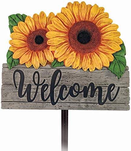 Spoontiques - Sunflower Welcome Garden Stake - Garden Décor - Decorative Stake for Lawn and Yard - Multicolored