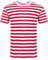 Sykooria Mens Round Neck Striped T-Shirt Red & White Strip Casual Short Sleeve Pinstripe Tops