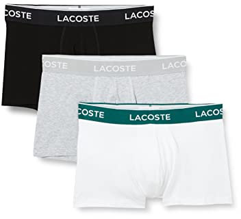 Lacoste Herren 5H3389 Boxershorts, Noir/Blanc-Argent Chine, L (3er Pack)