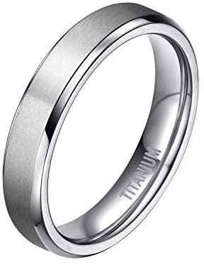 Mabohity Ring Herren Damen Titan: Matt Hochpoliert Titan Ring Titanium 4mm Breit Ehering Verlobungsring Trauring Freundschaftsring Partnerring Hochzeit Band Silber Größe 54