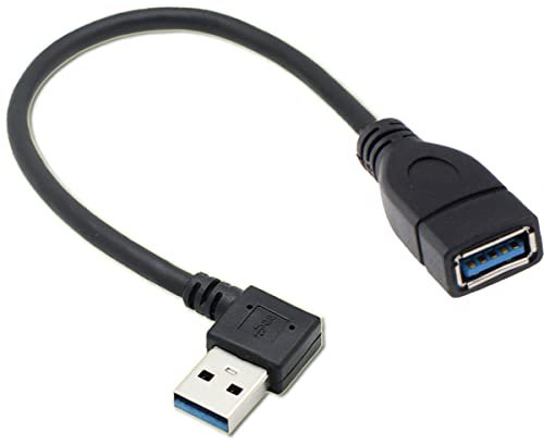 cablecc Câble d'extension USB 3.0 Type-A mâle vers USB 3.0 Type-A Femelle 16 cm 5 Gbps 90 degrés (Angle Droit)