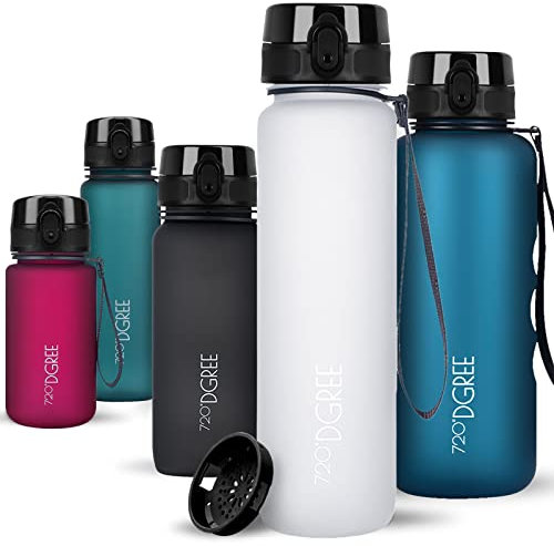 720°DGREE Botella Agua 1 Litro “uberBottle“ - Tamiz-Fruta, softTouch - Sin BPA, Prueba de Fugas, Reutilizable - Cantimplora, Water Bottle ideal para Deporte, Fitness, Gimnasio, Senderismo, Ciclismo