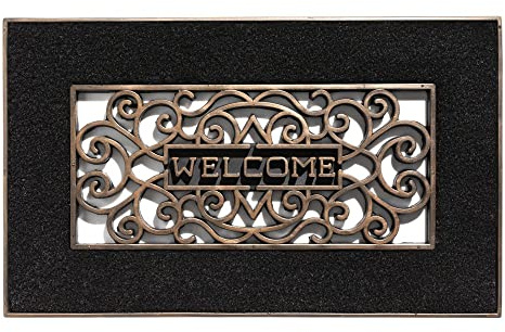 Hamat Gummi Kokos Fußmatte Mathara Welcome Black Schwarz 45 x 75 cm Schmutzfangmatte Fußabtreter