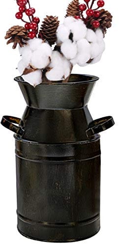 Soyizom 7,5 Metall Shabby Chic Classy Designed Vase Land rustikale Bauernhaus Primitive Vase verzinkte Milchkanne Krug Eimer Vase mit Griffen für Hochzeitsfeier Home Office Cafe Dekor