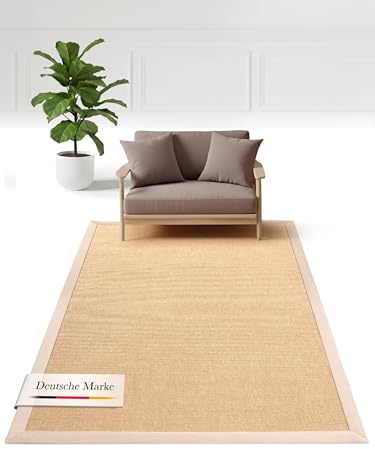 carpetfine Sisalteppich Beige 80x150 cm | Moderner Teppich für Wohn- und Schlafzimmer
