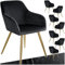 tectake® Esszimmerstühle mit Armlehne, Stuhl, Samt Polster Stühle, Möbel für Esstisch, Schminktisch, Wohnzimmer, Esszimmer, Arbeitszimmer, ergonomischer Dining Chair - schwarz/Gold, 8er Set