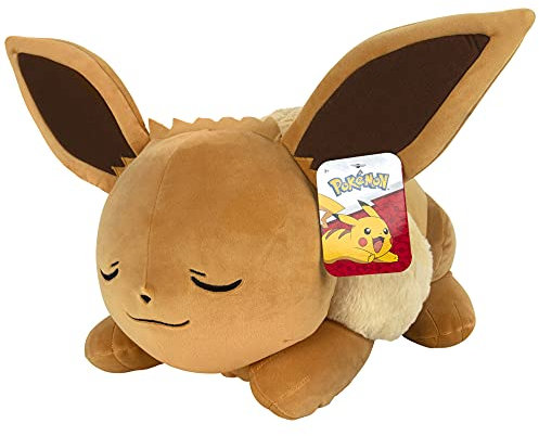Pokémon 45,7 cm Plüsch-Schlafende Eevee - Kuscheliges Muss für Fans, Perfekt für Reisen, Autofahrten, Nickerchen und Spielzeit