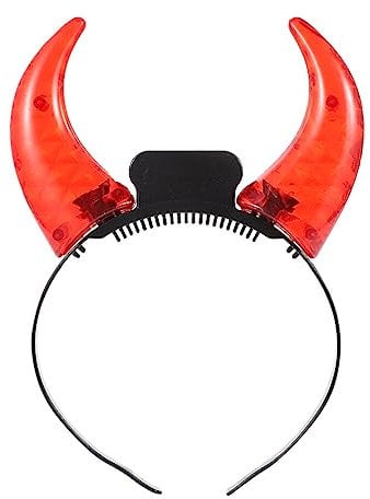 FRCOLOR LED Devil Horn Headband, Light Up Devil Horns Hairband Halloween Costume Head Boppers for Holiday Costume Party