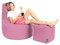 PATCH HOME Patchhome Gamer Kissen Lounge Kissen Sitzsack Sessel Sitzkissen Bean Bag + Würfel/Hocker mit Reißverschluss bereits befüllt (Altrosa, XL - Ø75cm Sessel + 35x35cm Würfel)