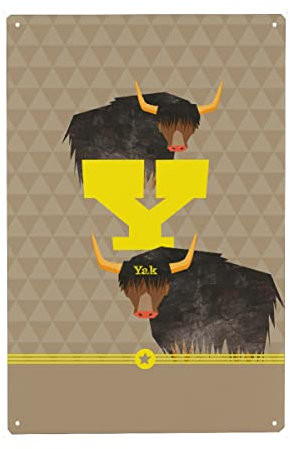 artboxONE Metall-Poster 20x30 cm Für Kinder Y wie Yak von Künstler Pia Kolle