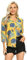 Aeslech Chemise légère à carreaux pour femme, chemisier classique boutonné à manches retroussables, Monstera jaune, XL