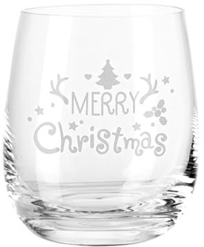 GRAVURZEILE Teelichthalter aus Glas mit Gravur - Merry Christmas - Weihnachtsdeko zum Verschenken - Geschenke für Frauen und Männer zu Weihnachten Nikolaus und Wichtel - Ohne Personalisierung