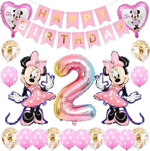 BESTZY Minnie Luftballons, Minnie Birthday Party Supplies Dekorationen 2. Geburtstag Dekorationen für Mädchen Minnie Themed Geburtstag Dekorationen Minnie Party Supplies mit Minnie Ballons