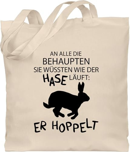 Baumwolltasche - Taschen - Der Hase hoppelt I Osterhase I Oster Hase I Hoppelhase - Unisize - Naturweiß - hasenbeutel ostern tasche osterhasen bunny erwachsene jutebeutel beutel hasen rabbit