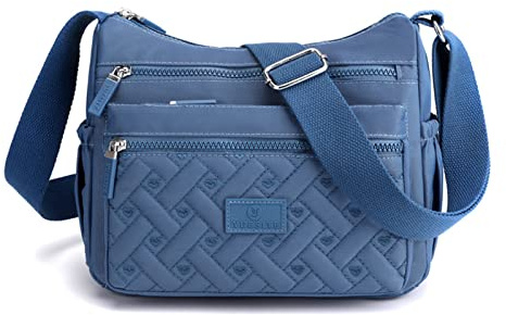XUDREZ Frauen Crossbody Bag, Multi Pocket Crossbody Bag Umhängetasche Reisetasche Handtasche-Blau