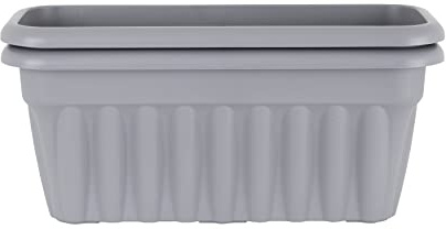 Wham Vista 2 x 60cm Rectangular Plastic Garden Troughs | 100% Recycled Plastic | Weather Resistant & Lightweight | Indoor & Outdoor Use | Drainage in UK - Upcycle Grey