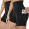 KKB Damen-Shorts, 20,3 cm, hohe Taille, Yoga-Leggings, Bauchkontrolle, Workout-Shorts, Seitentaschen, Laufhose, 2-5 Zoll (5,1-12,7 cm), Schwarz, X-Groß