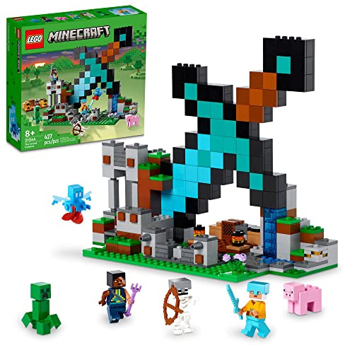 LEGO Minecraft The Sword Outpost 21244 Building Toys - Featuring Creeper, Warrior, Pig, and Skeleton Figures, Game Inspired Toy for Fun Adventures and Play, Gift for Kids, Boys, and Girls Ages 8+