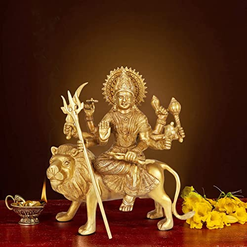 Shoppers Delight Vaishno Devi | Maa Durga Murti für Puja Statue Messing Skulptur Kunst indische Dekor Puja Idol 9,5 Zoll
