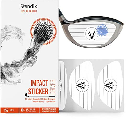 Vendix 152x Golf Impact Sticker - Wetterfestes Impact Tape für ganzjähriges Training um den Sweet Spot zu treffen (Driver)
