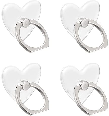 sourcing map Transparent Phone Ring Holder, Clear Finger Grip Stand for Phone, Case, Tablet (Heart Shape)