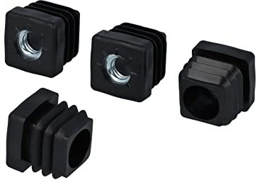 GleitGut 4 x Gewindestopfen Vierkantrohr M8 und M10 Einsteckbuchsen quadratisch aus Kunststoff schwarz (20 x 20 mm M8)
