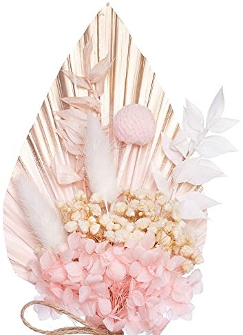 The Baked Studio - Dried Flowers For Cakes Decoration And Crafts With A Pink & Gold Ombre Palm Spear (Gold, Pink & White)