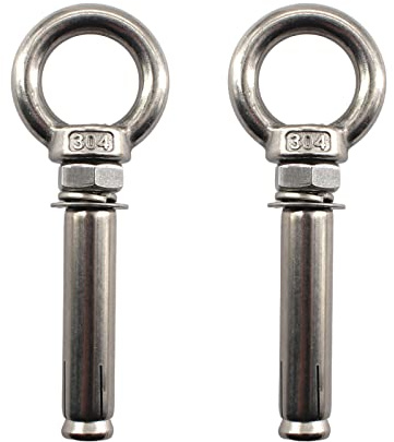 2 bulloni di espansione M12 x 100 in acciaio inox 304 ad anello di sollevamento con anello di ancoraggio