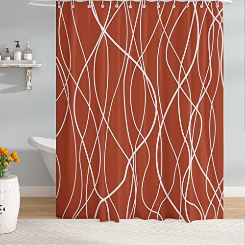 M&W DAS DESIGN Duschvorhang Shower Curtain Badewannenvorhang Badevorhang Anti Schimmel Waschbar Faltbar Schwer duschvorhang 180x200 Polyester Stoff inkl. 12 C-Ringe