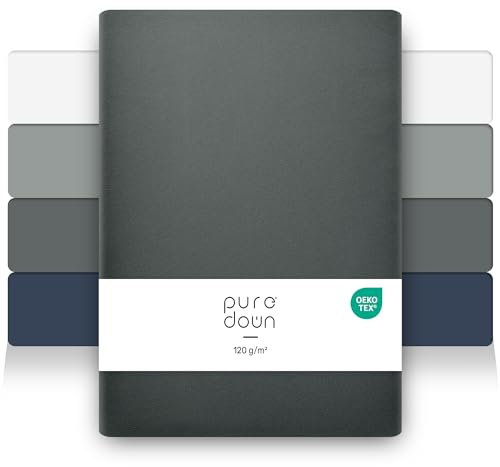 puredown 2er Set Premium Spannbettlaken 90x200cm Mikrofaser Bettlaken für Matratzen bis zu 25cm, Dicke Angenehm Atmungsaktive Spannbetttücher Bettwäsche, Oeko-Tex Zertifiziert, Anthrazitgrau